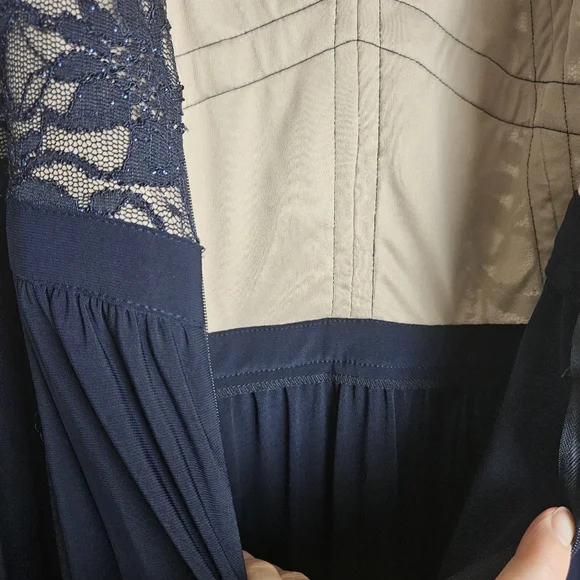 R&M Richards Women's Navy and Taupe Maxi Length Dress Gown Size 18W - Picture 10 of 11